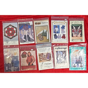 Lot of 10 Quilting Vest Tree skirt Patchwork Patterns Vintage 80s 90s